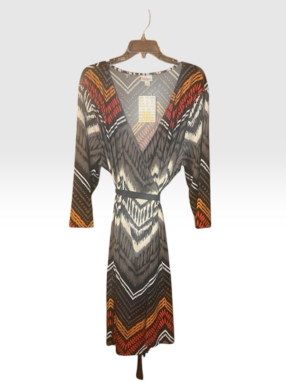 LuLaRoe Michele Wrap Dress in Multicolor Chevron Print Autumn colors Work NWT 3x